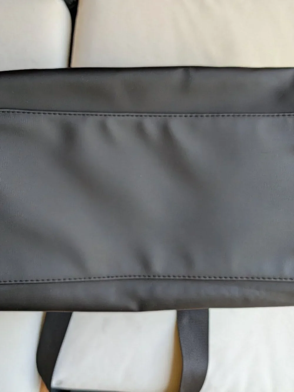 Versace fragrance Duffel bag faux leather like black shoulder strap and handles